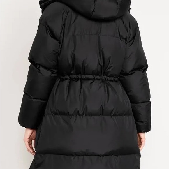 NWOT Old Navy Black Cinch Waist Puffer Coat - Picture 2 of 4